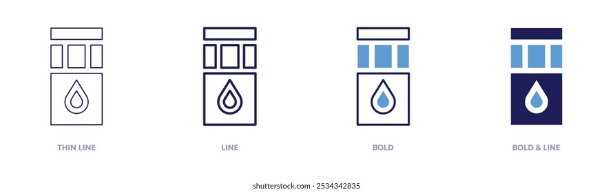 Icono del sensor de humedad en 4 estilos diferentes. Línea delgada, línea, negrita y línea negrita. Estilo duotono. Trazo editable.