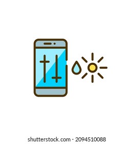 Humidity and temperature climate control using smartphone interface. Pixel perfect, editable stroke color icon