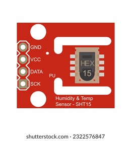 Humidity and Temperature Sensor SHT15 Vector Illustration: ideal for graphic designers seeking a visual representation of this sensor for their designs