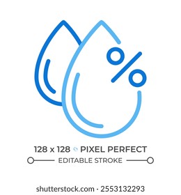 Humidity two color line icon. Drops and percentage symbol. Atmospheric moisture level. Weather forecast bicolor outline symbol. Duotone linear pictogram. Isolated illustration. Editable stroke