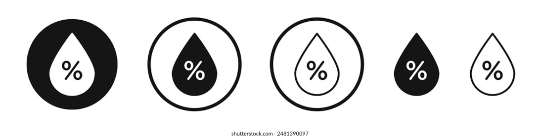 Humidity vector icon set in black and white color.