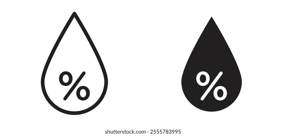 Humidity vector icon set in black color.