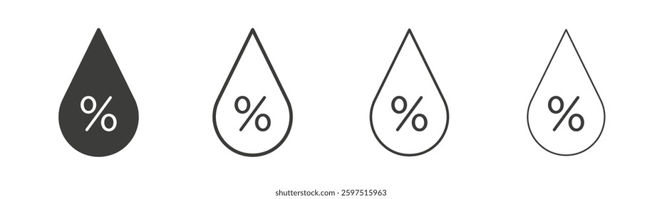 Humidity vector icon set in black and white color.