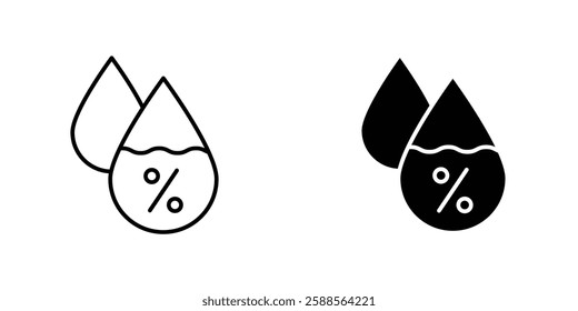Humidity vectors icons set in filled and strokes on white background
