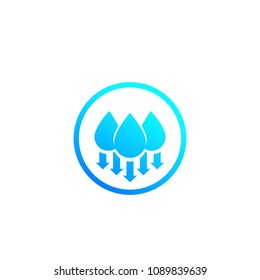 humidity, water level down, vector icon with gradient on white