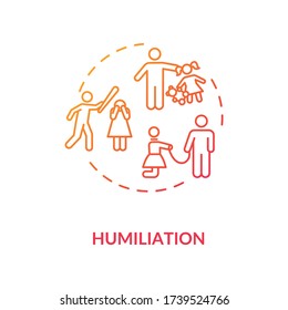 Humiliation Concept Icon. Children And Partner Physical And Emotional Abuse Idea Thin Line Illustration. Domestic Violence And Aggression. Vector Isolated Outline RGB Color Drawing