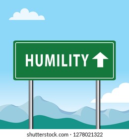 humility road sign, green road sign post