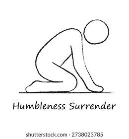 Humility and Surrender Outline Icon – Acceptance and Letting Go Line Vector