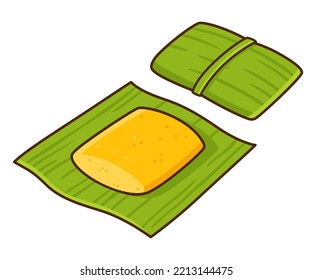 Humita, traditional South American dish wrapped in corn leaf. Cartoon tamale drawing, isolated vector clip art illustration.