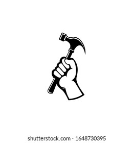 hummer in hand icon logo design illustration illustration template. construction logo template