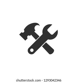 hummer icon conception with spanner icon, tools icon. vector illustration isolated on white