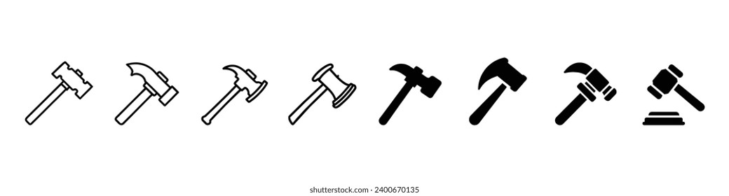 hummer icon, Hammer Icons, Line icon hammer, Gavel icons vector. Hammer symbol vector, Gavel icon set. judge gavel icon vector.