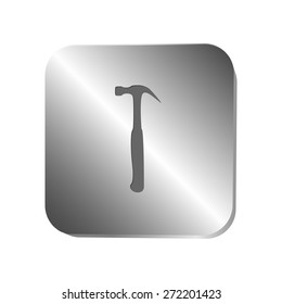 Hummer icon on a steel button, vector illustration