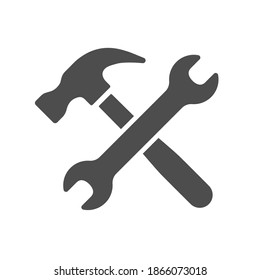 Hummer icon with wrench spanner icon, tools icon. Vector illustration isolated on white background.