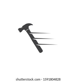 hummer and metal nail  icon logo vector illustration design template