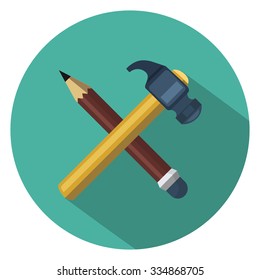 hummer pencil flat icon