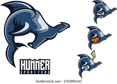hummer shark mascot sport logo design vector
