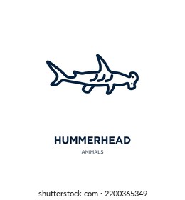 hummerhead icon from animals collection. Thin linear hummerhead, animals, octopus outline icon isolated on white background. Line vector hummerhead sign, symbol for web and mobile