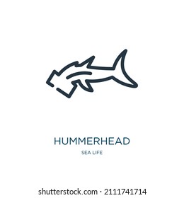 hummerhead thin line icon. octopus, water linear icons from sea life concept isolated outline sign. Vector illustration symbol element for web design and apps.