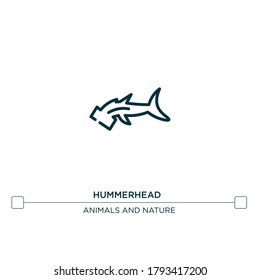 hummerhead vector line icon. Simple element illustration. hummerhead outline icon from sea life concept. Can be used for web and mobile
