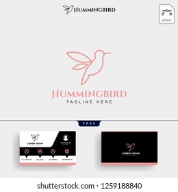 Humming bird beauty logo template vector illustration and business card design