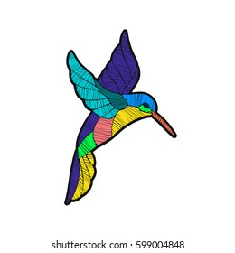 Humming bird / Colibri, embroidery vector illustration, 