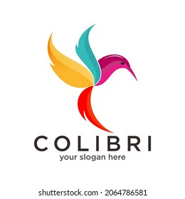 Humming bird colorful logo Vector