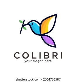 Humming bird colorful logo Vector