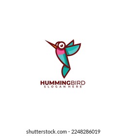 humming bird design colorful logo mascot template