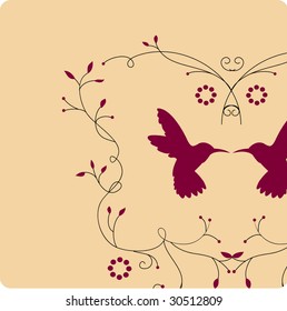 humming bird with floral decor