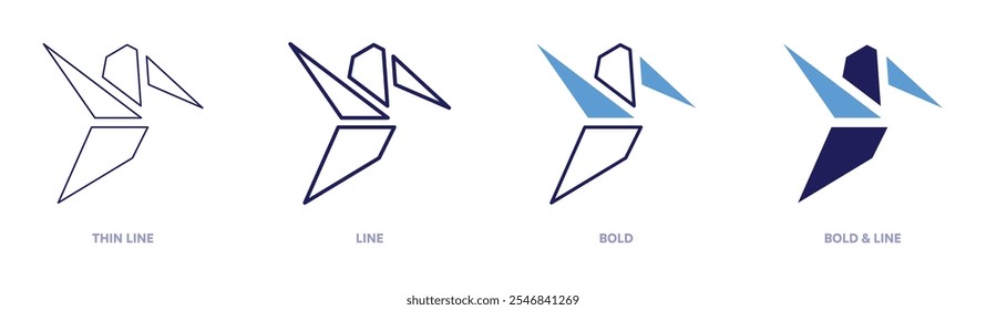 Humming bird icon in 4 different styles. Thin Line, Line, Bold, and Bold Line. Duotone style. Editable stroke.