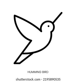 Humming Bird Icon. Line Art Style Design Isolated On White Background