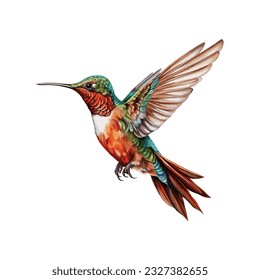 Humming bird isolated on a white background, hummingbird watercolor vector