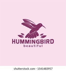 humming bird  leaf - logo design