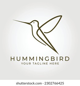 Humming Bird Line Art Luxury Illustration Vector Logo.