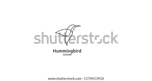 Humming Bird Line Logo Icon Designs のベクター画像素材 ロイヤリティフリー