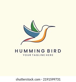 humming bird with linear style logo vector icon design template illustration