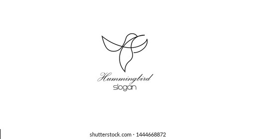 Humming bird logo. Continuous line logo vector. White background. Company logo creative design.