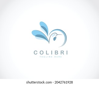 humming bird logo creative animal design template flying