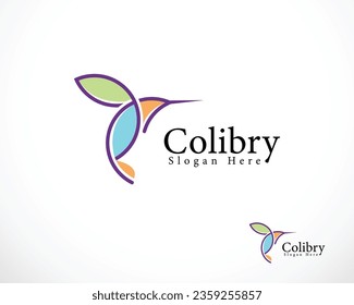 humming bird logo creative design color line art