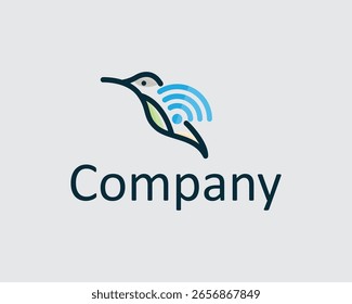 humming bird logo creative design concept connect network
