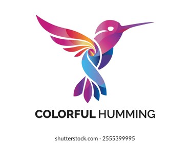 humming bird logo design colorful abstract, bird logo, colorful flying bird logo design for your business, Vector flying Bird logo Illustration with gradient colorful style