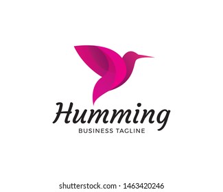 Humming bird logo design. Modern bird logo icon template. Pink bird logo template, Beauty and spa symbol design. Bird logo template