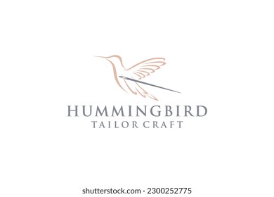 Humming bird logo design tailor sewing needle icon symbol element shape