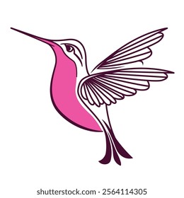 humming bird logo icon  flat vector illustration