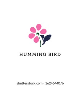 humming bird logo illustration, flower and bird logo template can use for your trademark, branding identity or commercial brand