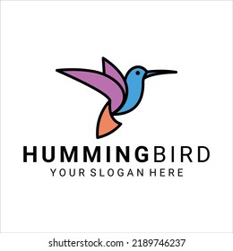 Humming bird logo line art design 