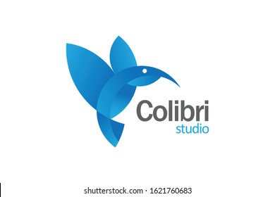 Humming bird logo in minimal simple style