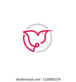 humming bird logo simple modern flower tulip cute red icon inspiration beauty cosmetic design idea