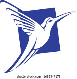 Humming Bird Logo Template Blue Flying